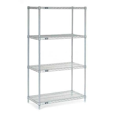 Nexel Nexelate Wire Shelving Starter Unit, Silver Epoxy, 42W X 24D X 74H 24427EP